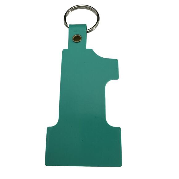 Vtg First Country Title Co. Advertising Plastic #1 Keychain Aqua Mint Key Ring - Picture 2 of 3